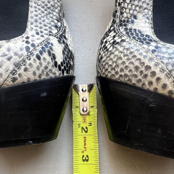 Paige Willa Cream & Black Snake Skin Print Leather Western Cowgirl Ankle Boot 9 - Picture 12 of 16